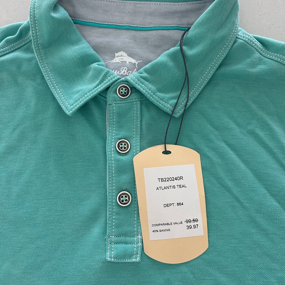 Tommy Bahama teal men’s polo NWT